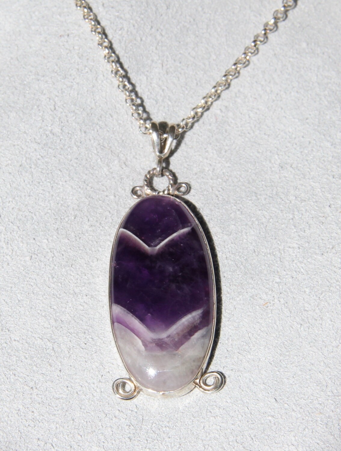 Chevron Banded Amethyst Pendant Necklace Sterling Silver - Etsy