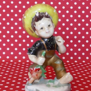 Vintage Ceramic Little Boy Ornament