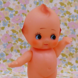 Japan Kewpie Tiny Small 4&quot; Vinyl Rubber Cupie Cupid Cherub Doll Vintage 1970&#39;s