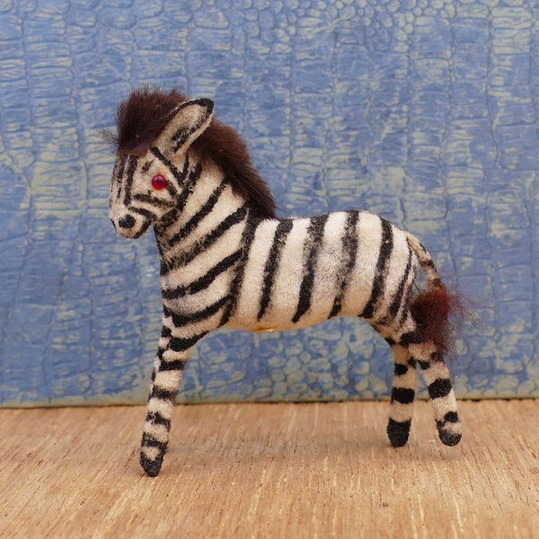 1950's Flocked Zebra Wagner Handwork Kunstlerschutz Collectible Figurine