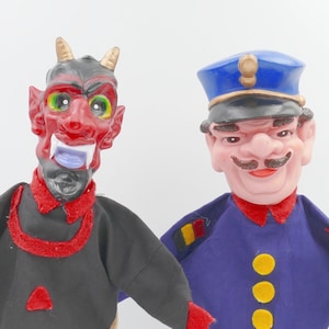 Mister Rogers Neighborhood Land Of Make Believe 1970&#39;s Toy Hand Glove Puppets Policeman Bobby Copper Devil