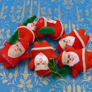 Lote de adornos navideños vintage de Papá Noel flocados