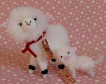 Vintage Chenille Sheep Lamb Decorations | Pipe Cleaner Animals | Collectible Easter