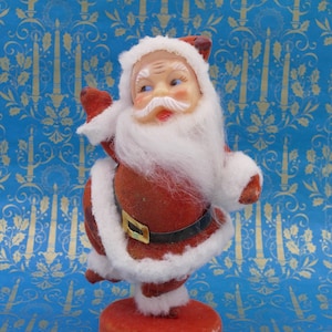 Vintage Flocked Santa Claus Christmas Ornament Decoration
