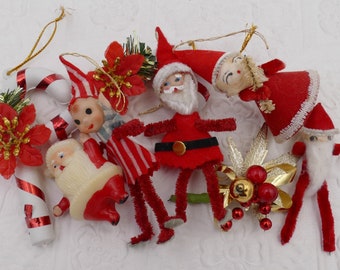 Vintage Mid-Century Christmas Ornaments Decoration Lot