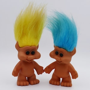 Pair of Original I.T.B. Chubby Cheek Troll Toy Figurines Original Clothes 1991