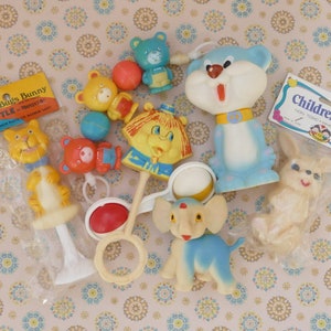 1960&#39;s Vintage Baby Toy Squeaky Toy Rattle Lot