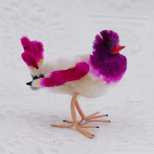 Vintage 1960er Jahre Chenille Pfeifenreiniger Vogel Dekoration Ornament