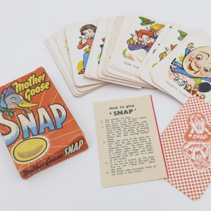 1950&#39;s Vintage Mother Goose Snap Playing Card Game Complete Original Box Tower Press
