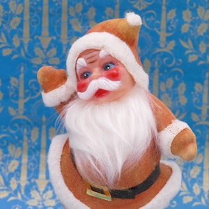 Vintage Flocked Santa Claus Christmas Ornament Decoration