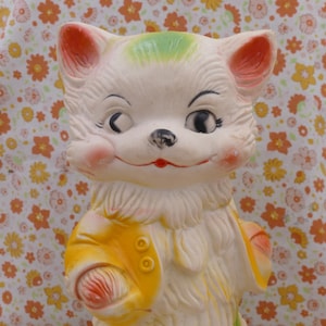 1960er Jahre Vintage Großes Katzengummi Quietschespielzeug