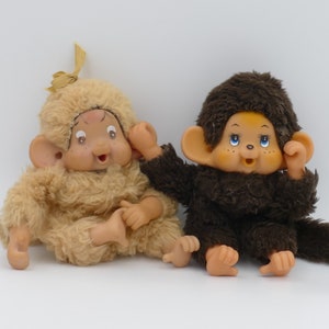 Vintage Collectible Monchhichi-type Thumb-Sucking Dolls Soft Toys Japan