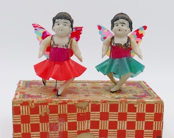 Vintage 1940's Celluloid Fairies Dolls Figurines Japan