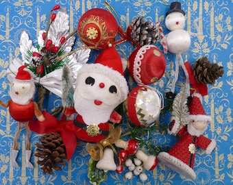 Vintage Mid-Century Kerst Ornamenten Decoratie Lot