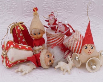 Vintage Mid-Century Kerst Ornamenten Decoratie Lot