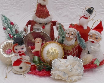 Vintage Mid-Century Christmas Ornaments Decoration Lot