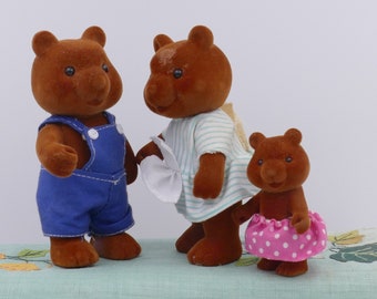 Lata 80. Leśne Rodziny Niedźwiedź Rodzina Tata Mama Dziewczyna MC Zabawka Vintage