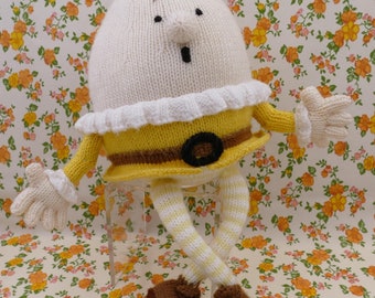 Vintage Hand-knitted Hand-made Nursery Rhyme Humpty Dumpty Character Soft Toy