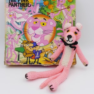 Pink Panther 1980&#39;s Novelty Toys Collectibles Puzzle Knitted Soft Toy Vintage