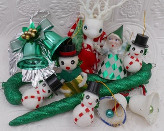 Vintage Mid-Century Kerst Ornamenten Decoratie Lot