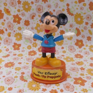 Vintage 1960&#39;s Walt Disney Mickey Mouse Mini Puppet Collapsible Push Toy