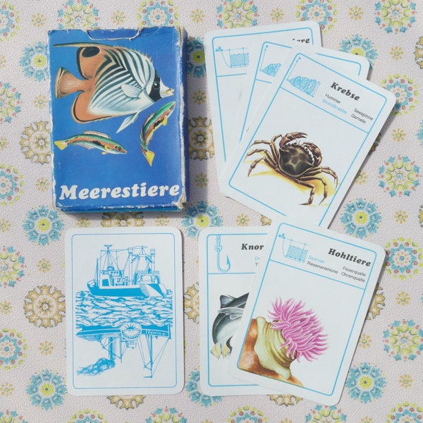 1970's Vintage German 'Meerestiere'  Marine Animals Quartet Playing Cards