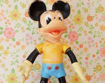1960's Walt Disney Mickey Mouse Ledraplastic Type Rubber Figurine
