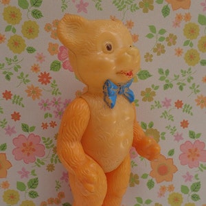 Vintage 1960's Hollow Plastic Teddy Bear Figurine