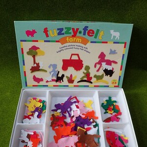 Vintage Fuzzy felt Farm Toy Activity Game Bo te d origine Etsy France
