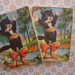 Vintage 1950&#39;s Puss in Boots - Wooden Fairy Tale Puzzle