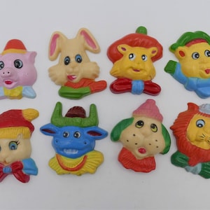 Set of Vintage 1980&#39;s Comical Anthropomorphic Animal Novelty Fridge Magnets