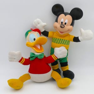 Pair of Vintage Walt Disney Mickey Mouse Donald Duck Character Rubber-head Soft Toys