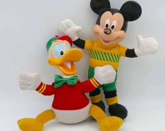 Paar Vintage Walt Disney Micky Maus Donald Duck Charakter Gummikopf Stofftiere