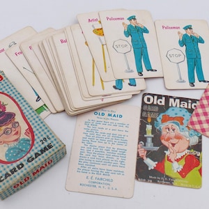 1960's Old Maid Playing Card Game Complete Original Box