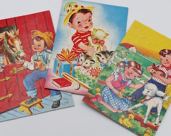 1950's Vintage Farm Fun Picture Puzzles Complete Original Box