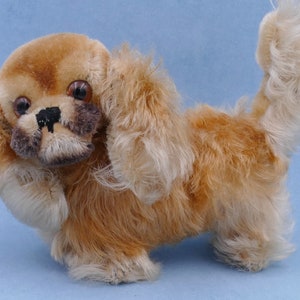 Vintage 1950&#39;s Steiff Mohair Peky Pekingese Dog Figurine Collectible Soft Toy