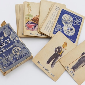 1950er Vintage Mr. Bok und His Happy Families Kartenspiel Komplette Originalbox