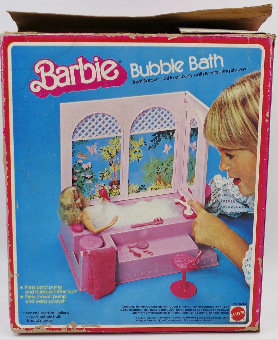 1981 Mattel Barbie Bubble Bath Furniture Set 5280 Fashion Doll