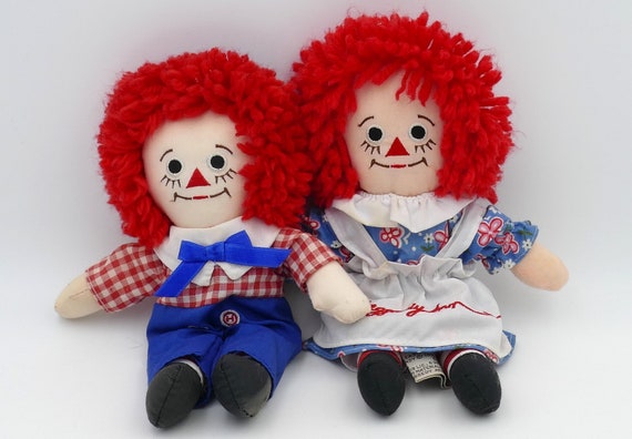 1990's Raggedy Ann Raggedy Andy Dolls Rag Dolls Applause Inc