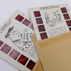 1950er Tru-Vue Bild Story Fred Flintstone & The Flintstones - Kieselsteine und Bamm-Bamm Folien