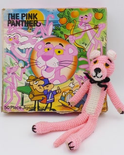 Pink Panther 1980's Novelty Toys Collectibles Puzzle Knitted Soft