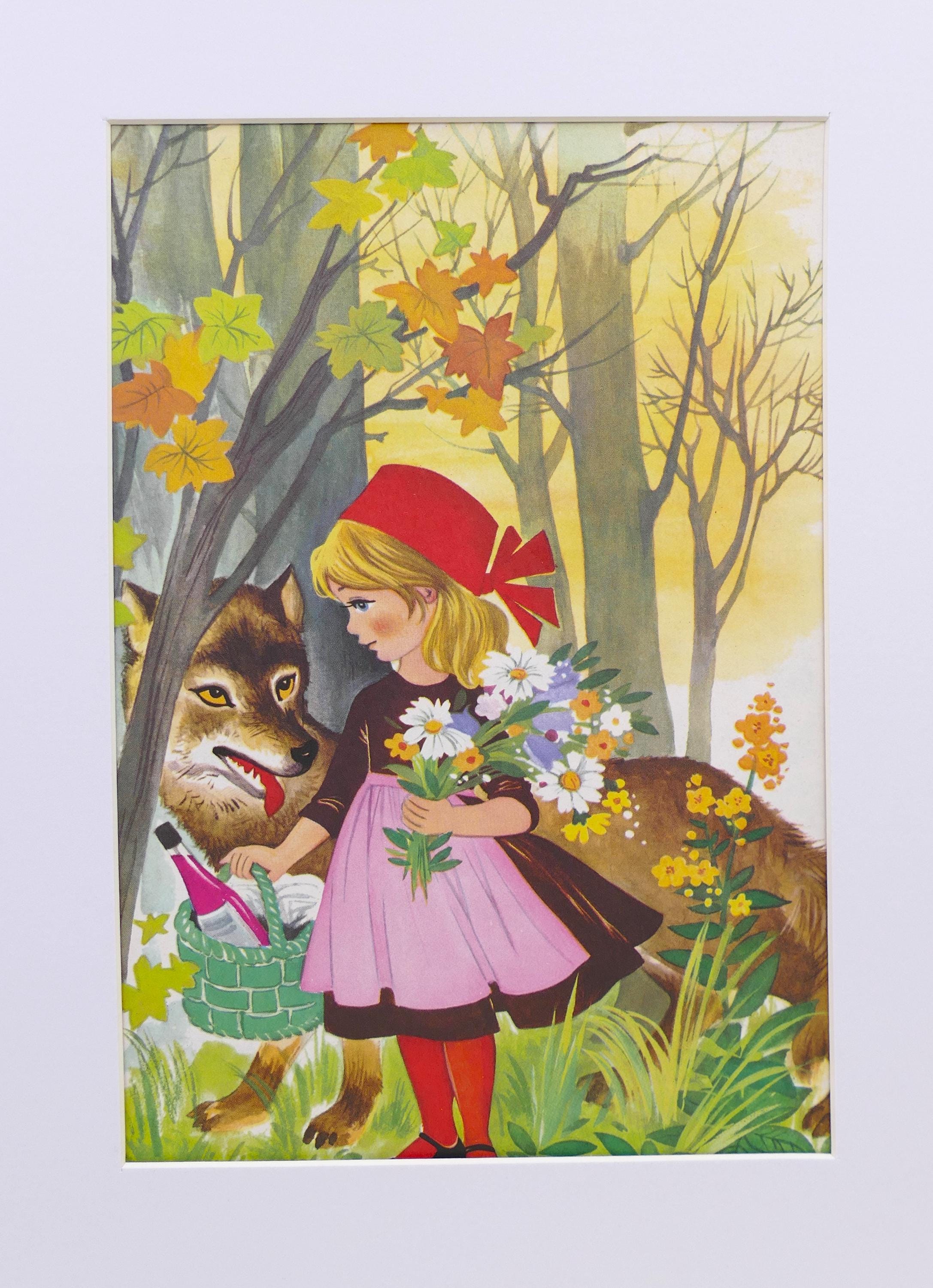 赤ずきんちゃん　ハンドメイドパステル画　絵画アート原画 赤ずきんちゃん ハンドメイドパステル画 絵画アート原画