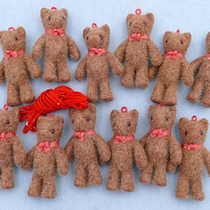 Vintage Flocked Miniature Teddy Bear Hanging Ornaments Teddy Bear Décor