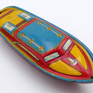 Vintage 1960's Surf King Tin Litho Tinplate Lithographed Boat T. Cohn USA