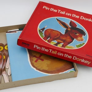 Vintage Pin the tail on the Donkey Party Game Complete Original Box