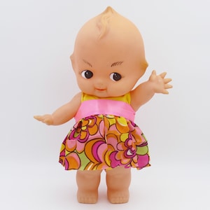 Large 12 inch Vinyl Rubber Kewpie Cupie Cupid Cherub Doll Green Wings Vintage 1960&#39;s