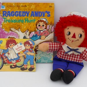 Vintage Raggedy Andy Raggedy Ann Doll Toy Lot Rag Doll Storybook