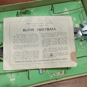 Vintage 1950's Blow Football Soccer Game Original Box Marchant Games ...