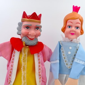 Vintage Mister Rogers Neighborhood Land Of Make Believe Fairytale Hand Puppets King Queen