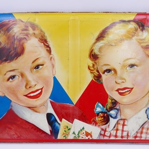 Vintage 1950&#39;s Tin Litho Watercolor Paint Tin Paint Box England
